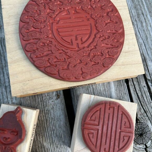 Vintage Asian-Inspired Wooden Stamp Set - Picture 9 of 16